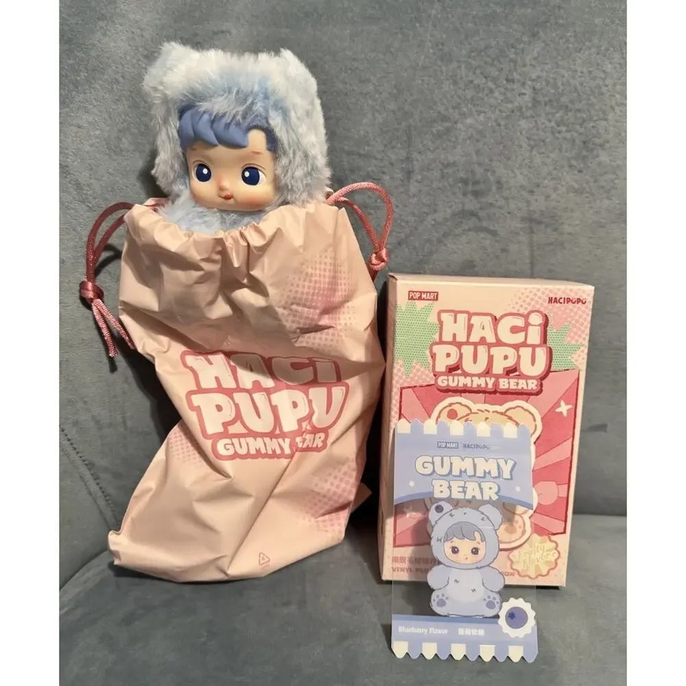 Pop Mart Hacipupu Gummy Bear Series Vinyl Plush Pendant Open Blind Box-Blueberry